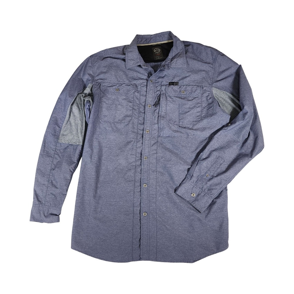 Wrangler ATG Mens Blue Heathered Utility Hiking Shirt XLT 10NSB89VN‎ Regular Fit